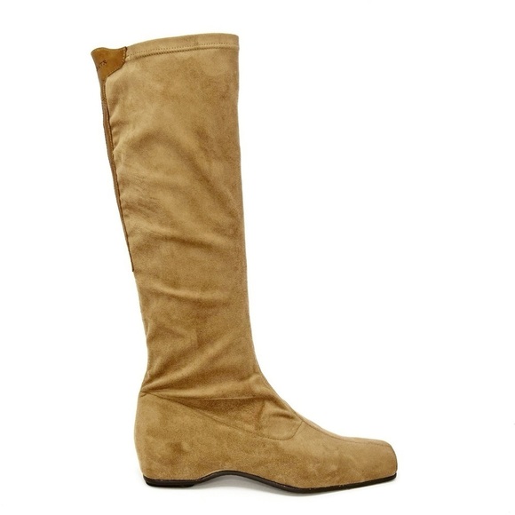 Farrutx Boots Size 41 = US 10.5 Knee High Tall Suede Tan Brown 1.5” WedgeEUC